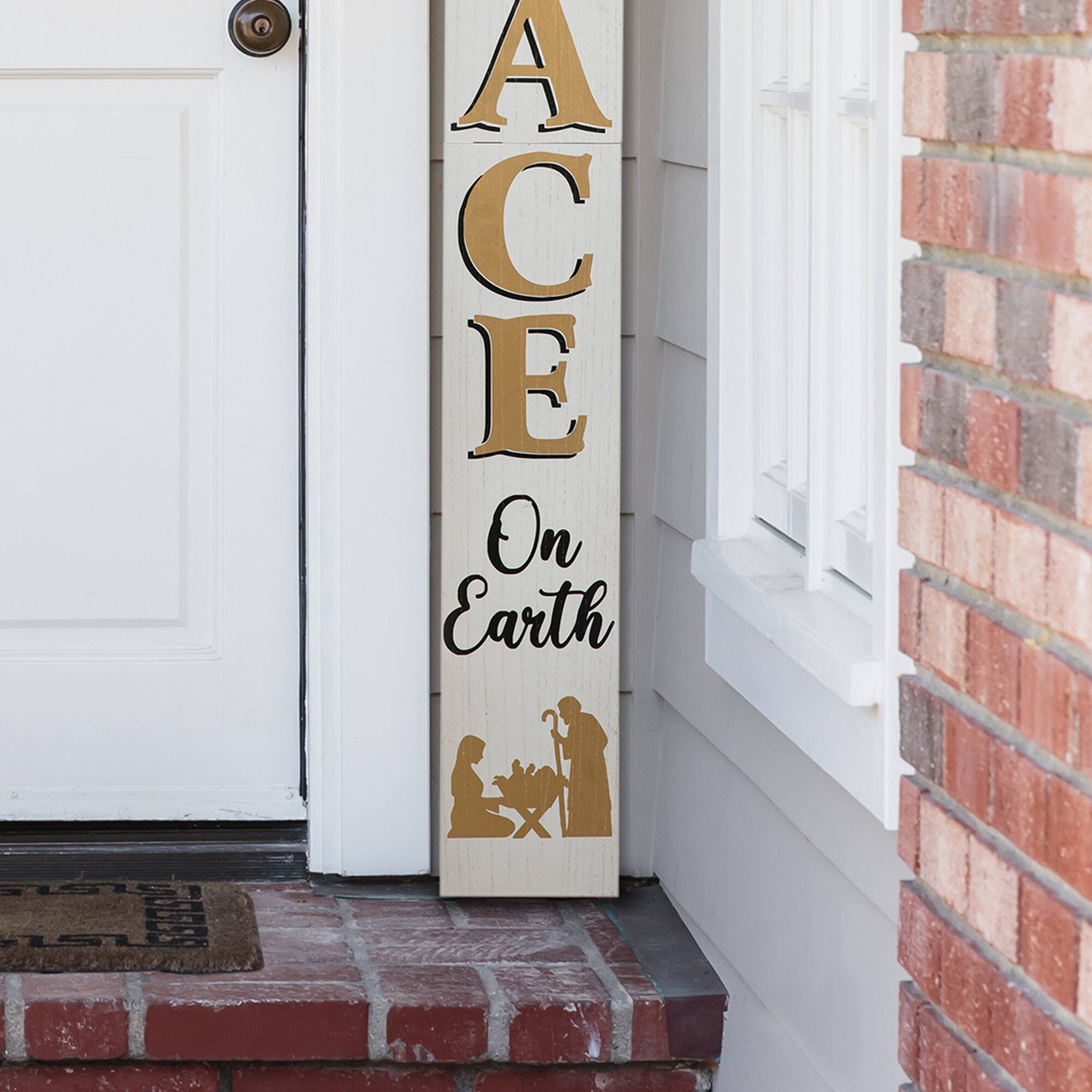Glitzhome® 60'' PEACE Nativity Wooden Porch Sign